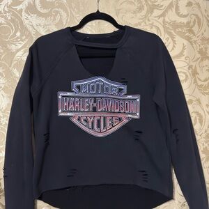 Harley-Davidson Women's Black Distressed Top